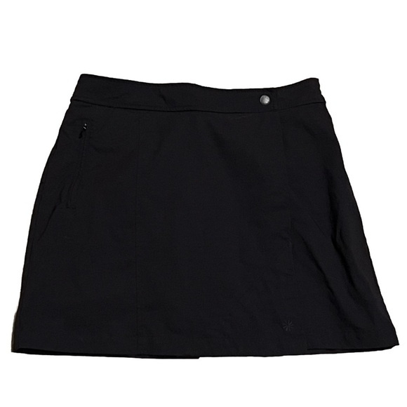 Athleta Wrap Front Athletic Skort Solid Black Pockets Mid Rise Size 4 Stretch - Picture 1 of 9